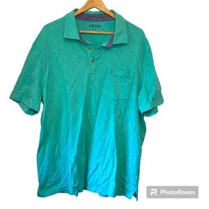 Izod Mens Polo Cotton Shirt Teal Like New